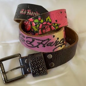 ED HARDY TRUE LOVE BELT GRADIENT PINK & PURPLE MED